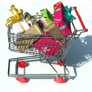 shopping cart of gifts